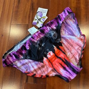 Tie Dye Bikini Swim Bottom Island Escape Purple Black Multi Shaper New NWT Sz 10